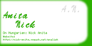 anita nick business card